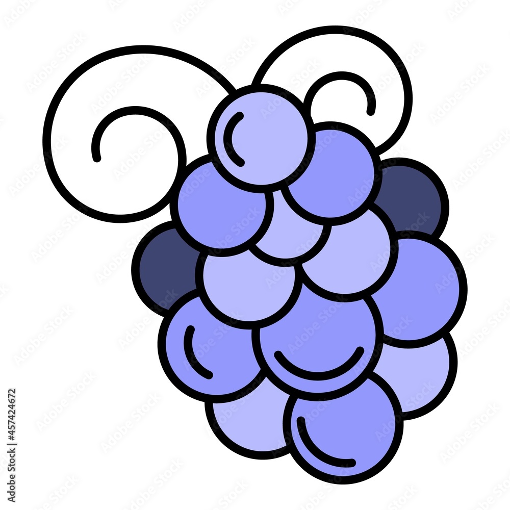 Merlot grape icon. Outline merlot grape vector icon color flat isolated on white Merlot grape icon. Outline merlot grape vector icon color flat isolated on white