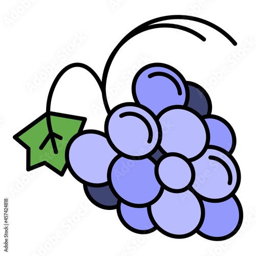 Healthy grape icon. Outline healthy grape vector icon color flat isolated on white