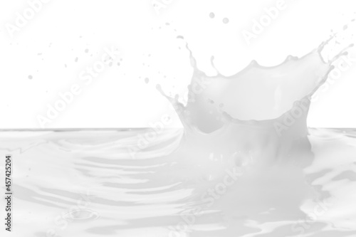 Splashes of milk on white background