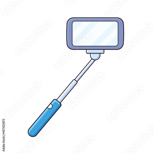 Selfie stick monopod with a smartphone isolated vector