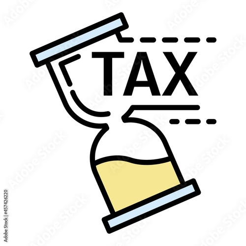 Tax time out icon. Outline tax time out vector icon color flat isolated on white
