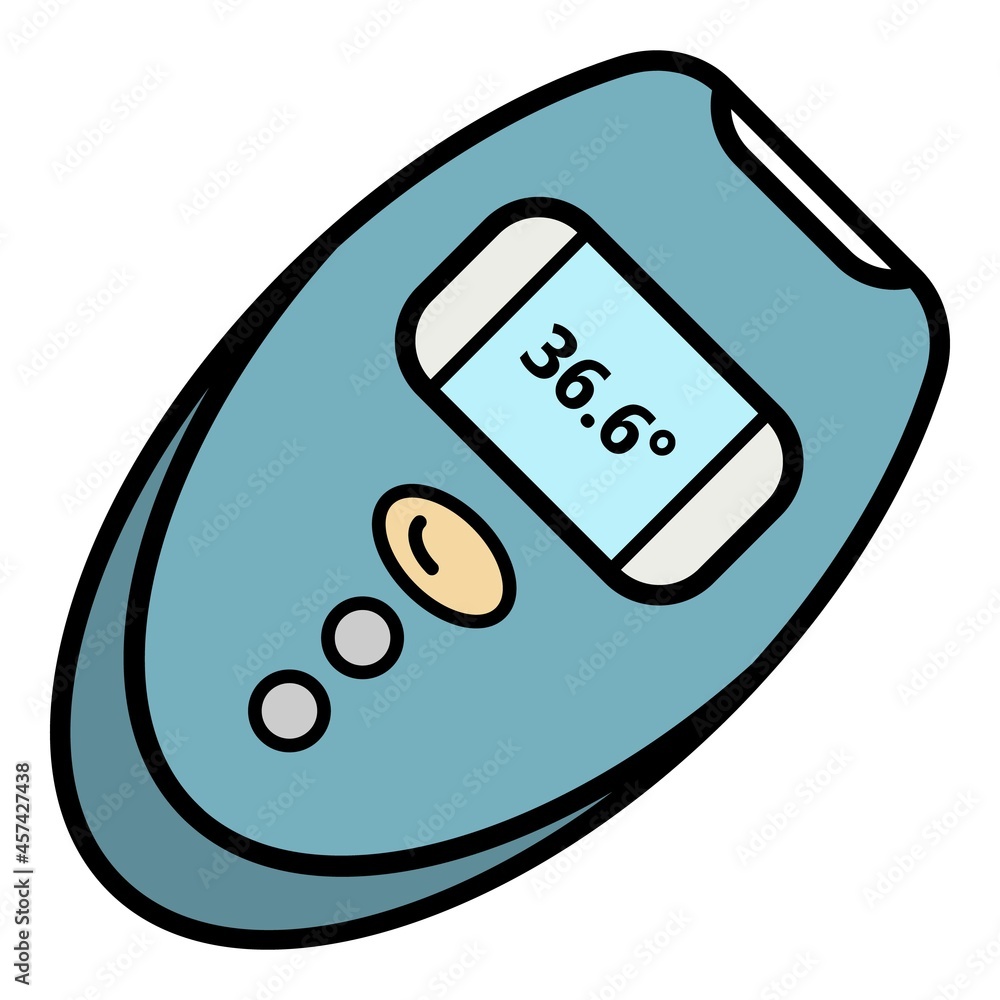 Digital thermometer icon. Outline digital thermometer vector icon color flat isolated on white Digital thermometer icon. Outline digital thermometer vector icon color flat isolated on white