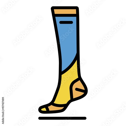 Soccer sock icon. Outline soccer sock vector icon color flat isolated on white