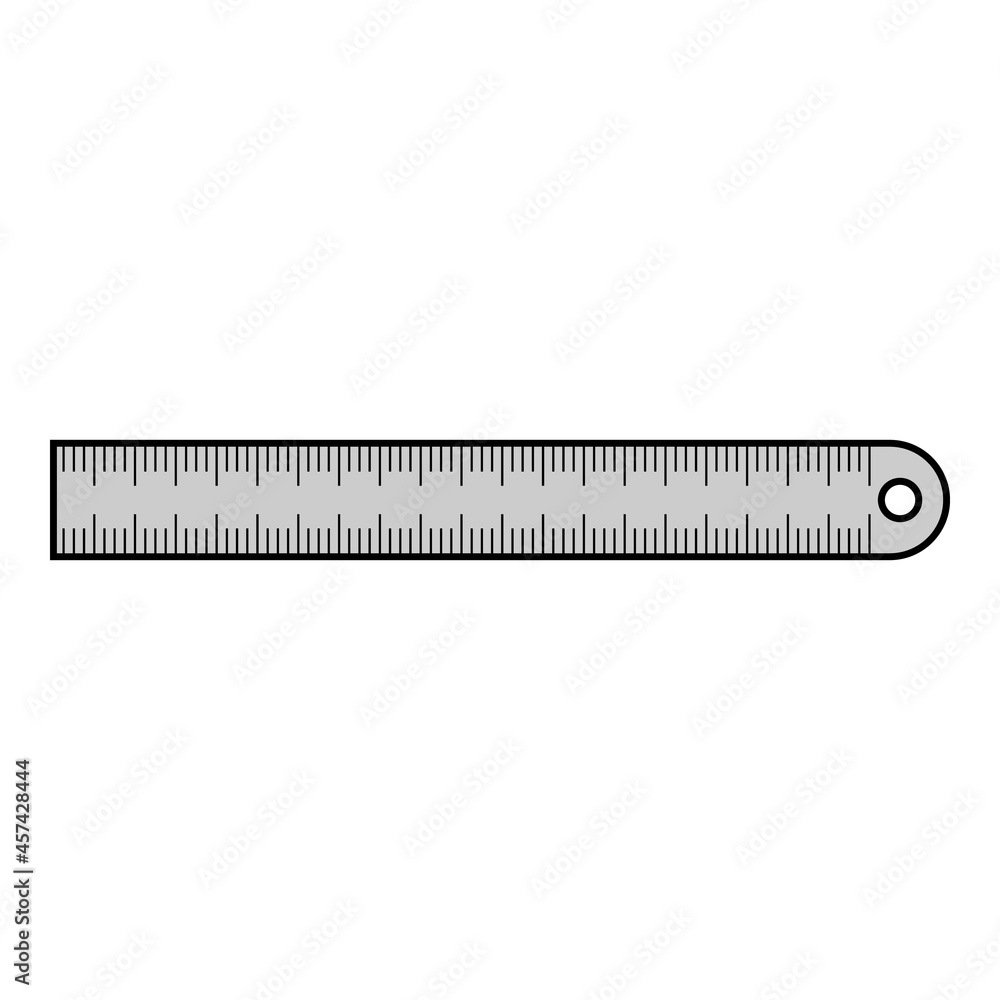 Metal ruler icon. Outline metal ruler vector icon color flat isolated on white Metal ruler icon. Outline metal ruler vector icon color flat isolated on white