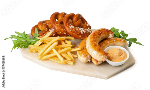 Grilled bratwurst sausages ...