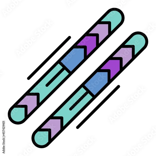 Ski equipment icon. Outline ski equipment vector icon color flat isolated on white