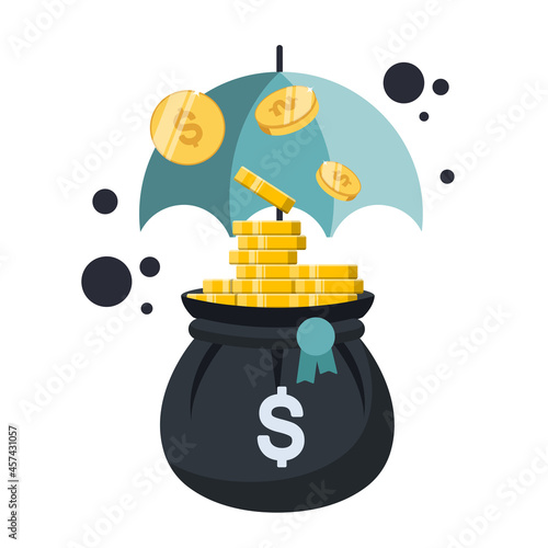 Finance Insurance. Investment. Money security. Flat vector illustration