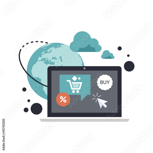 On line shopping and payment Methods. Mobile payments. Pay per click and online order. Flat vector illustration