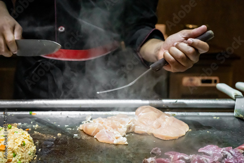 Hibachi Food Being Prepared in Punta Cana, Dominican Republic.