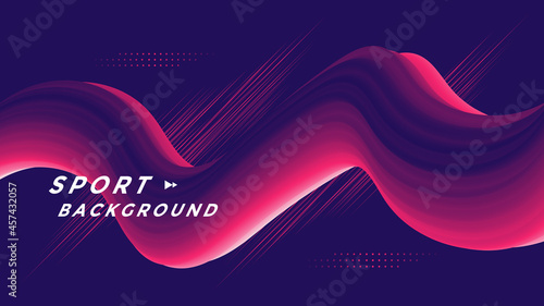 Sports event background design with gradient 3d wave shape. Banner for Fitness center. Vector illustration