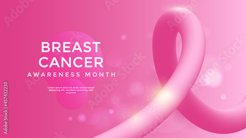 Breast Cancer Awareness with Pink 3d ribbon. Vector illustration