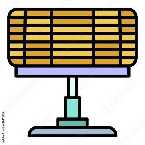 Eco home heater icon. Outline eco home heater vector icon color flat isolated on white