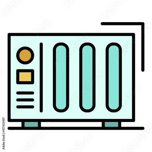 Electric home heater icon. Outline electric home heater vector icon color flat isolated on white