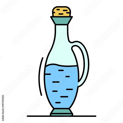 Balsamic vinegar bottle icon. Outline balsamic vinegar bottle vector icon color flat isolated on white