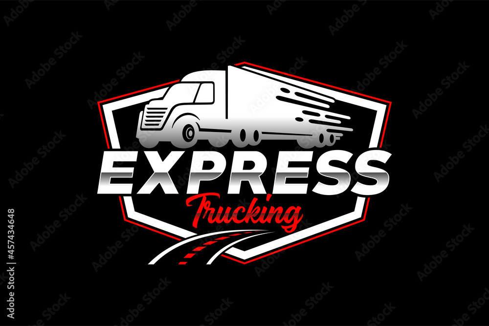 Fototapeta Ciężarówka sylwetka streszczenie logo szablon wektor. nadaje się do logo cargo, ciężarówek dostawczych, logo Logistic