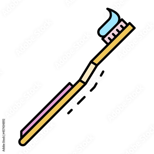 Soft toothbrush icon. Outline soft toothbrush vector icon color flat isolated on white