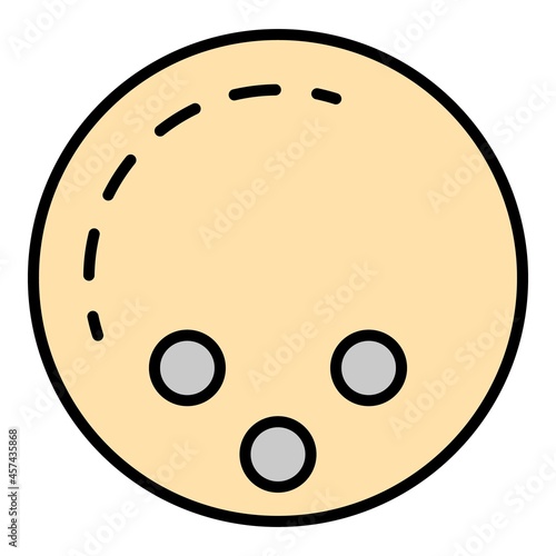 Bowling ball icon. Outline bowling ball vector icon color flat isolated on white