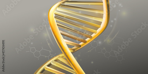 Close-up of golden double helix structure of DNA.