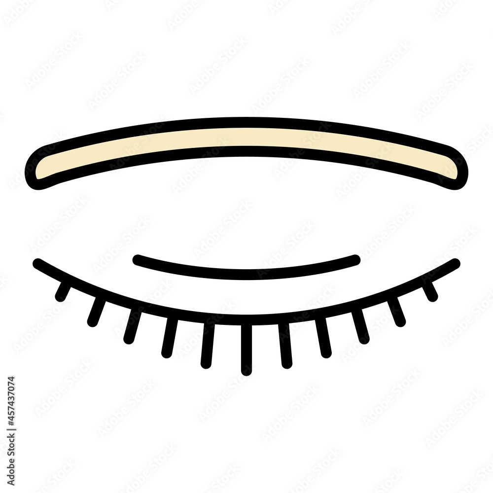 Closed eye icon. Outline closed eye vector icon color flat isolated on white Closed eye icon. Outline closed eye vector icon color flat isolated on white