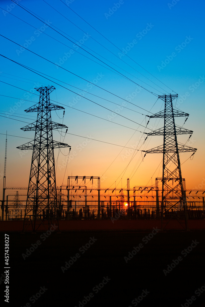 High voltage electric tower line