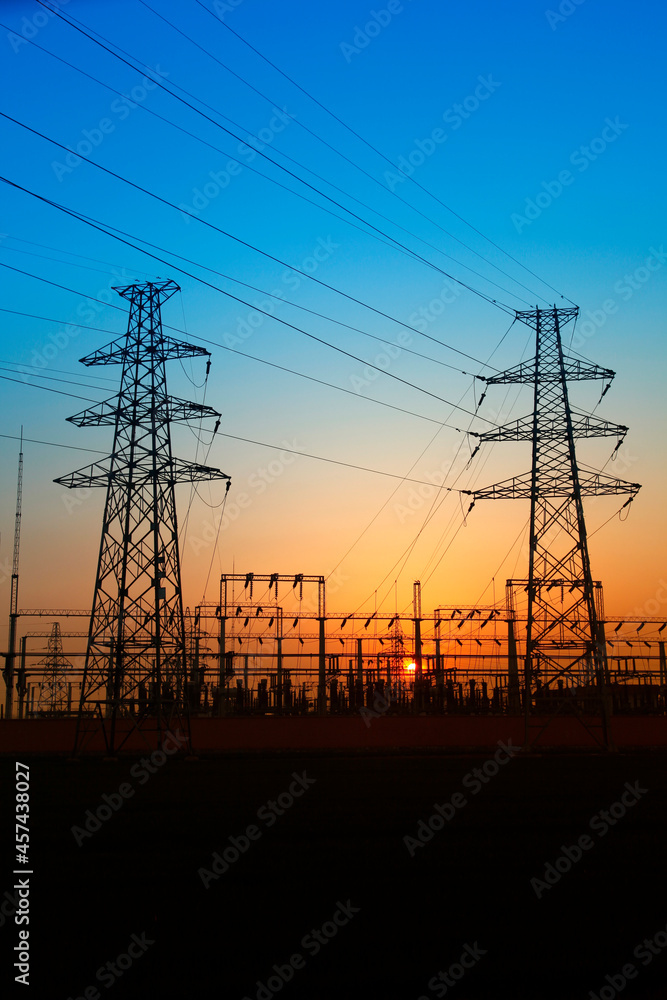 Fototapeta premium High voltage electric tower line