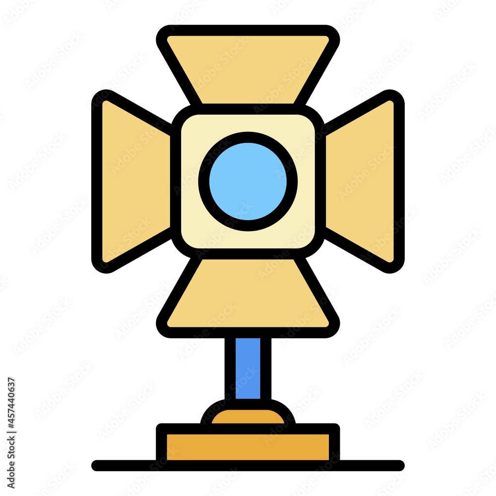 Video spot light icon. Outline video spot light vector icon color flat isolated on white Video spot light icon. Outline video spot light vector icon color flat isolated on white