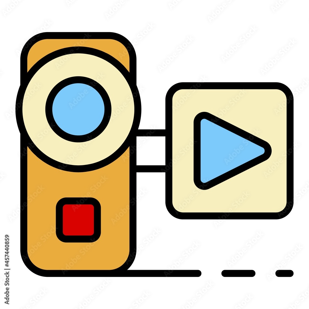 Video live blog camera icon. Outline video live blog camera vector icon color flat isolated on white Video live blog camera icon. Outline video live blog camera vector icon color flat isolated on white