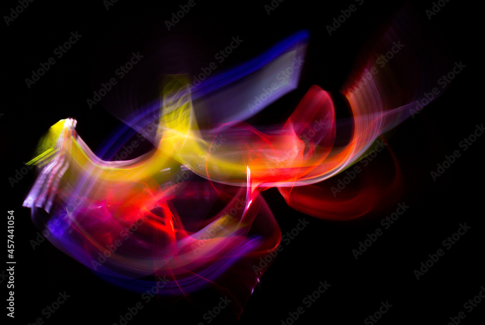 Fototapeta premium 3D illustration or 3D representation. Abstract colored shapes and lights.
