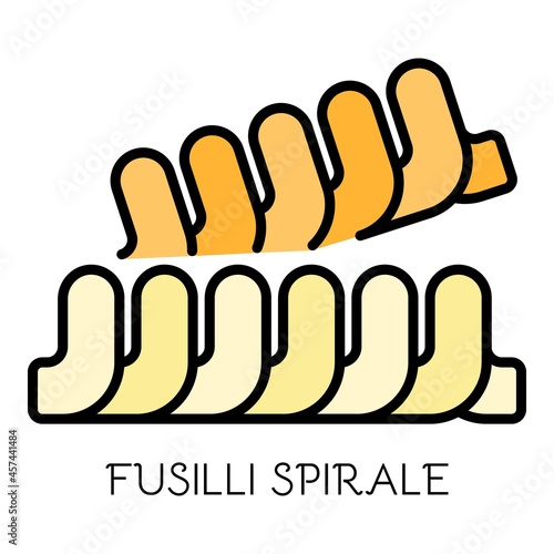 Fusilli spirale pasta icon. Outline fusilli spirale pasta vector icon color flat isolated on white