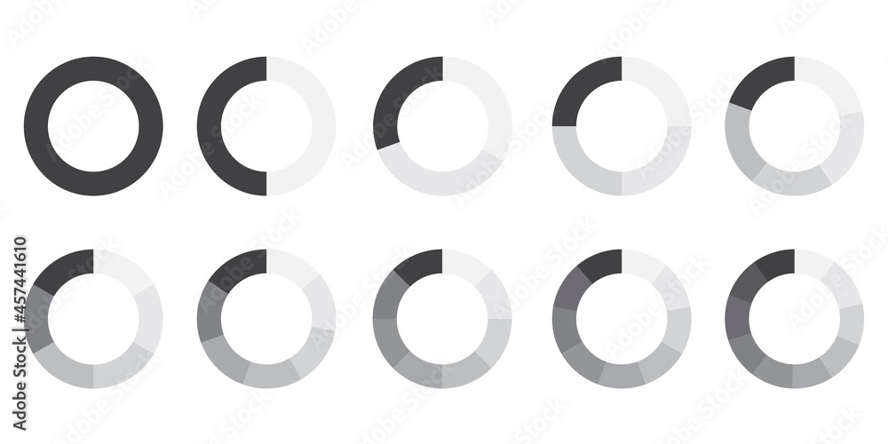 Circle part. Grey icon on white background. Round diagram part. Geometric element. Vector illustration. Stock image. Circle part. Grey icon on white background. Round diagram part. Geometric element. Vector illustration. Stock image.