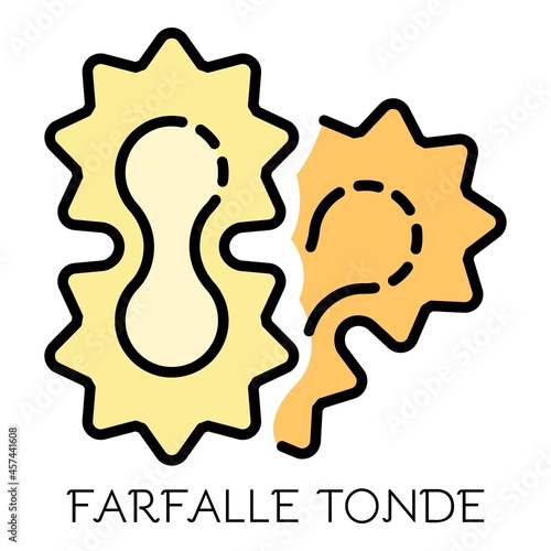 Farfalle tonde icon. Outline farfalle tonde vector icon color flat isolated on white
