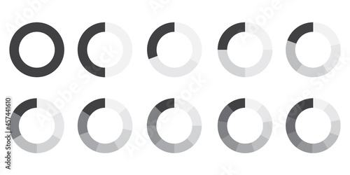 Circle part. Grey icon on white background. Round diagram part. Geometric element. Vector illustration. Stock image.