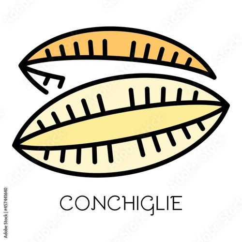 Conchiglie pasta icon. Outline conchiglie pasta vector icon color flat isolated on white
