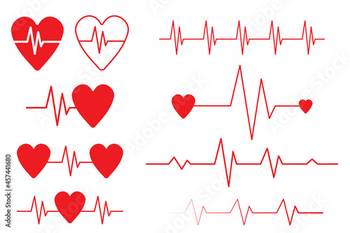 Red heart. Cardiogramma icon. Healthy lifestyle. Love symbol. Medical emblem. Vector illustration. Stock image.