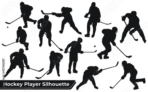 Collection of Hockey player silhouettes in different poses