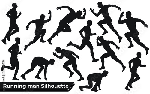 Fototapeta Collection of Running Man silhouettes in different poses