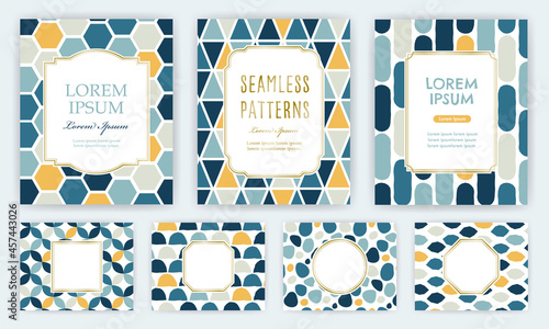 カラフルな北欧風アブストラクトシームレスパターンとフレームのお得なセット