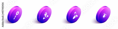 Set Isometric Magic wand, Wizard warlock, and Poison apple icon. Vector