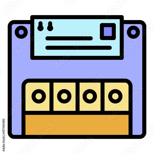 Electric commutator icon. Outline electric commutator vector icon color flat isolated on white