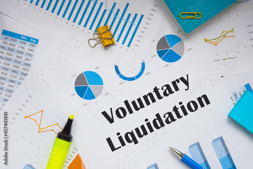 Bild auf Leinwand Financial concept meaning Voluntary Liquidation with inscription on the sheet