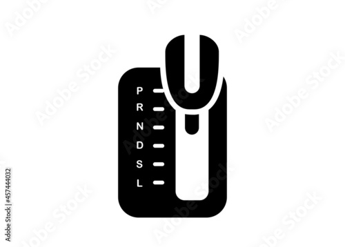 Automatic car gear lever. Simple illustration in black and white.