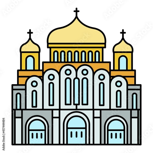 Cathedral temple icon. Outline cathedral temple vector icon color flat isolated on white
