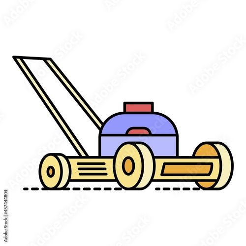 Motor grass cutter icon. Outline motor grass cutter vector icon color flat isolated on white