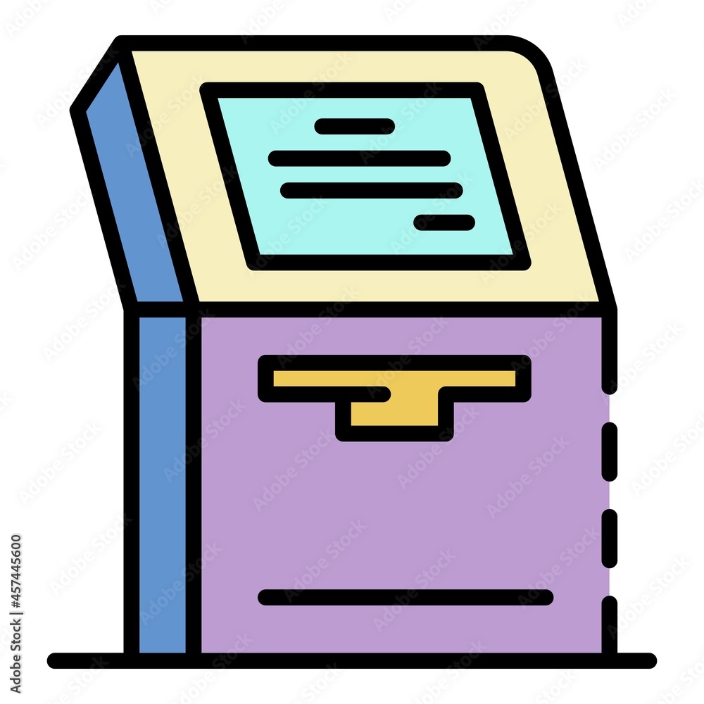 Payment machine icon. Outline payment machine vector icon color flat isolated on white Payment machine icon. Outline payment machine vector icon color flat isolated on white