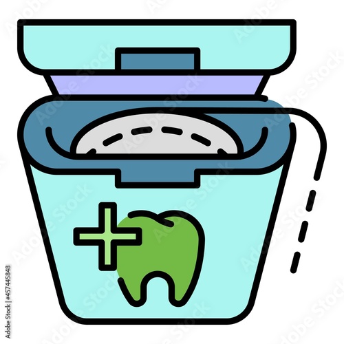 Floss box icon. Outline floss box vector icon color flat isolated on white