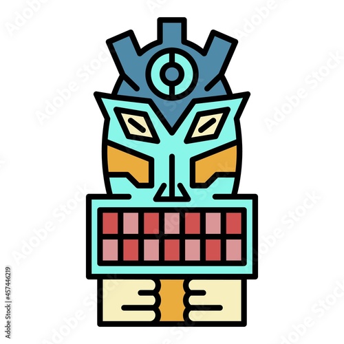 Tiki idol icon. Outline tiki idol vector icon color flat isolated on white