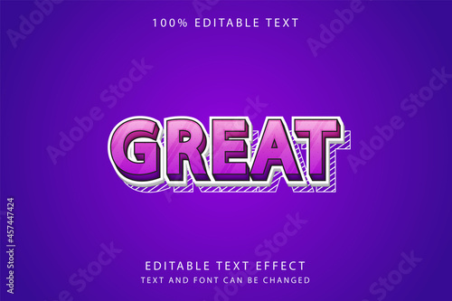 Great,3 dimension editable text effect purple gradation pink cute line pattern style