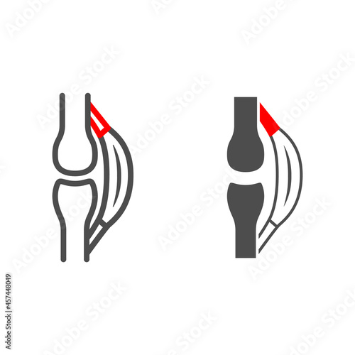 Photos Stretched tendon line and solid icon, body pain concept, strain vector sign on white background, outline style icon for mobile concept and web design
