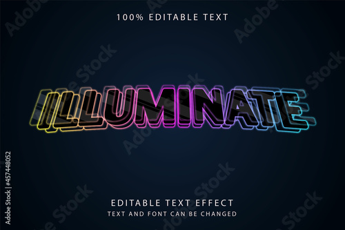 Illuminate editable text effect yellow gradation pink blue layers futurist effect style