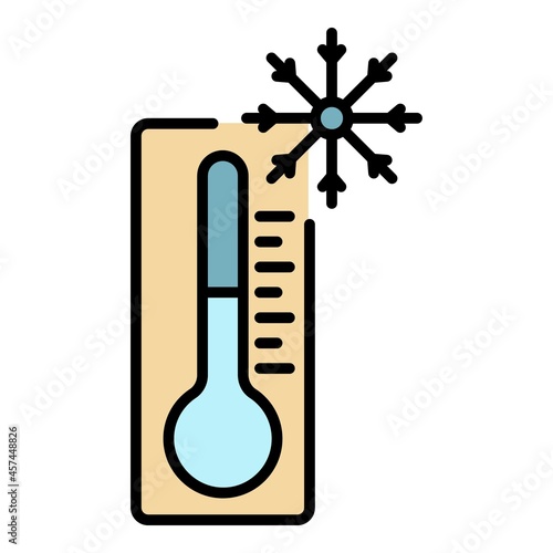 Minus thermometer icon. Outline minus thermometer vector icon color flat isolated on white